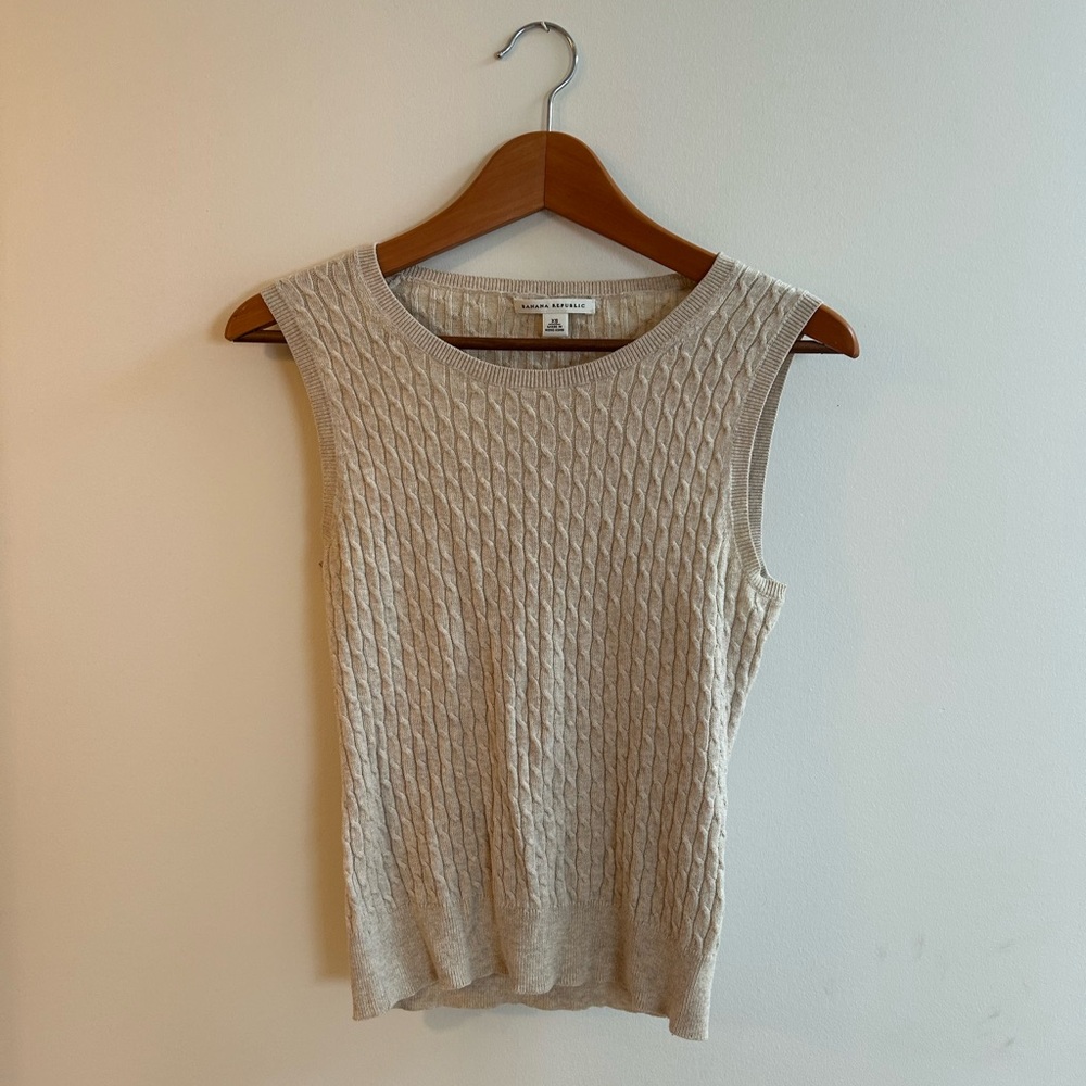 Banana Republic Cable Knit Sleeveless Top in Beige